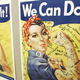 A poster showing signatures of former Rosie the Riveters is seen at the offices of the Rosie the Riveter/World War II Home Front National Historic Park in Richmond, Calif.
